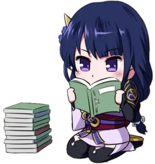 📗 Raiden Shogun Genshin Impact Anime, Videojuego, Personaje, Genshin Impact, Raiden Shogun, Leyendo, Chibi telegram sticker