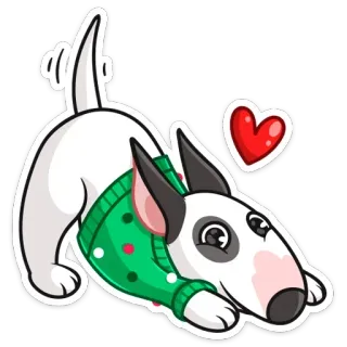 ❤️ собака, бультерьер, сердце, милый, наклейка, животное, щенок telegram sticker