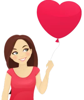 🎈 Frau, Mädchen, Cartoon, Luftballon, Herz, Liebe, Rot whatsapp sticker