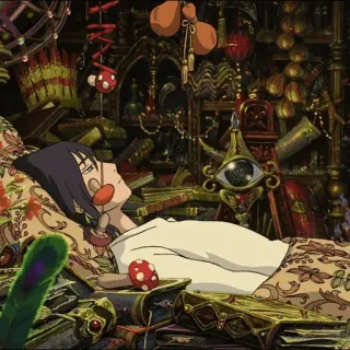 ⚜ Howl Howl's Moving Castle Anime, Hayao Miyazaki, Studio Ghibli, Fantasía, Personaje, Mago, Dormitorio telegram sticker