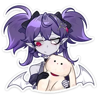 😔 anime, cartoon, cute, demon, girl, fantasy, bunny, sticker telegram sticker