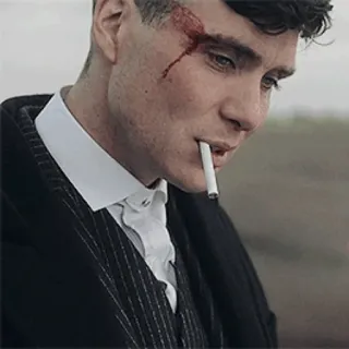 🚬 Thomas Shelby Peaky Blinders Thomas Shelby, Peaky Blinders, thuốc lá, máu, tội phạm, gangster telegram sticker