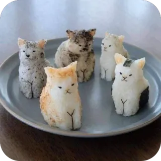 🫥 jedzenie, koty, słodkie, ryż, japońskie, bento telegram sticker