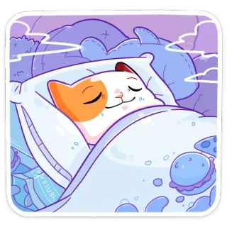 😴 แมว, นอนหลับ, น่ารัก, ฝัน, การ์ตูน, หมอน, ผ้าห่ม, อบอุ่น telegram sticker