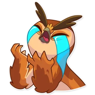 😭 burung hantu, menangis, sedih, air mata, emoji, stiker telegram sticker