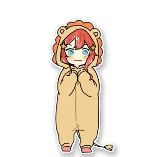 🦁 anime, kostum singa, imut, karakter, ilustrasi whatsapp sticker