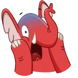 😱 voi, hoạt hình, động vật, đỏ, tức giận, khó chịu, bực bội, biểu cảm telegram sticker