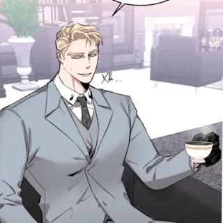 🙂 Xh... man, suit, cup, drink, sitting telegram sticker