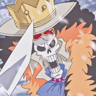 💀 Brook One Piece anime, skull, sword, crown, skeleton, One Piece telegram sticker