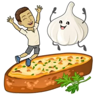 🍞 pain à l'ail, dessin animé, nourriture, toast, ail, pain telegram sticker