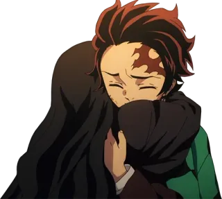 👫 Tanjiro Kamado Demon Slayer anime, hugging, demon slayer, tanjiro kamado, emotional telegram sticker