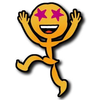 🤩 Emoji, Boneco palito, Olhos de estrela, Feliz, Celebração, Alegria telegram sticker