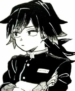🖤 Giyu Tomioka Demon Slayer Anime, Manga, Giyu Tomioka, Demon Slayer, Personaggio, Bianco e nero whatsapp sticker
