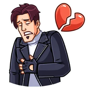 💔 sad, heartbreak, broken heart, cartoon, man, emotional, grief telegram sticker