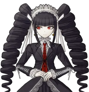 🃏 Celestia Ludenberg Danganronpa anime, personagem, gótico, vestido, olhos vermelhos, cabelo preto, Danganronpa telegram sticker