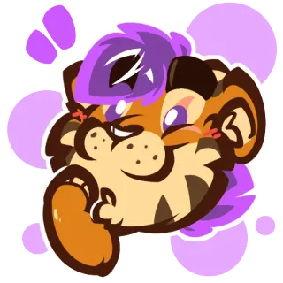 🤔 호랑이, 만화, 동물, 보라색, 일러스트, 스티커 telegram sticker