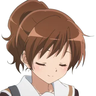 ☺️ Anime, Mädchen, lächelnd, braune Haare, geschlossene Augen telegram sticker