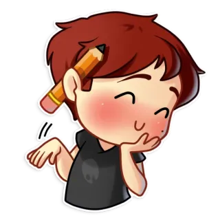 😊 cartone animato, matita, pensando, carino, illustrazione telegram sticker