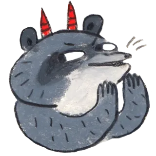😈 procione, diavolo, corna, cartone animato, animale, carino telegram sticker