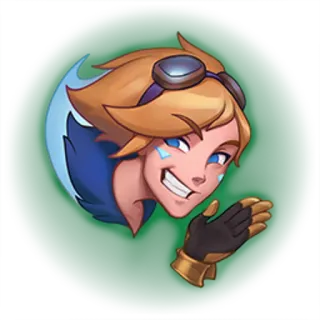 💁‍♂️ Ezreal League of Legends 게임, 캐릭터, 이즈리얼, 웃음, 장갑, 파란색, 금발 telegram sticker