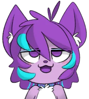 😏 การ์ตูน, แมว, สีม่วง, สัตว์, น่ารัก, ยิ้มเยาะ telegram sticker