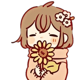 🥡 niedlich, Mädchen, Blume, kawaii, Cartoon, Anime telegram sticker