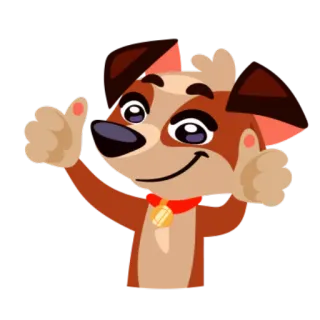 👍 anjing, jempol, kartun, hewan, imut, stiker telegram sticker
