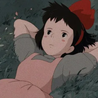 🥯 Kiki Kiki's Delivery Service Anime, Studio Ghibli, Kiki, Deitado, Relaxante telegram sticker