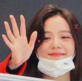 🖐 Soo's k-pop, wanita, selebriti, masker wajah, lambaian tangan, korea whatsapp sticker