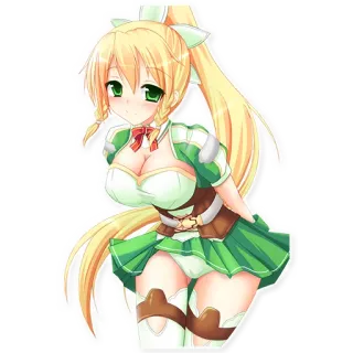 ☺️ 애니메이션, 소녀, 금발, 초록색, 드레스, 귀여운 telegram sticker