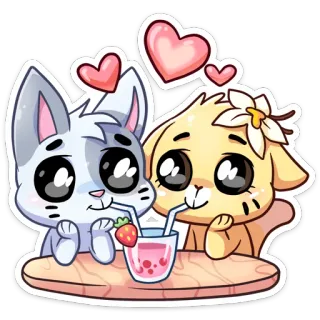 ☕️ carino, animali, amore, kawaii, cartoni animati, adesivo, gatti telegram sticker
