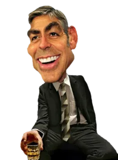 😇 George Clooney карикатура, актер, знаменитость, портрет, мужчина, костюм telegram sticker