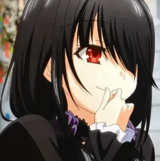 🍷 Kurumi Tokisaki Date A Live anime, anime girl, Kurumi Tokisaki, Date A Live, cute, red eye, black hair telegram sticker