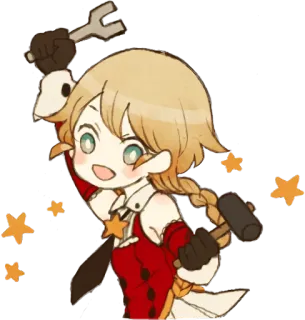 😃 Anime, Cartoon, Schattig, Vrolijk, Gereedschap, Moersleutel, Hamer telegram sticker