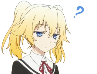 ❓ anime, chica, signo de interrogación, confundida, linda, rubia telegram sticker