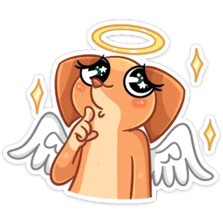 😇 anjing, malaikat, imut, aura, sayap, binatang, kartun telegram sticker