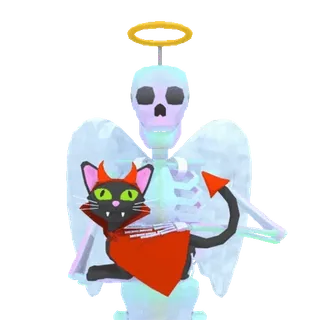 😈 angelo, diavolo, scheletro, gatto, cuore, aureola, ali, fantasia whatsapp sticker