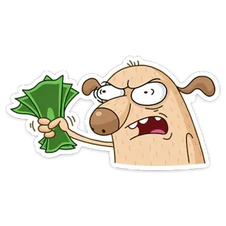 💸 개, 만화, 돈, 부, 화난, 탐욕 telegram sticker