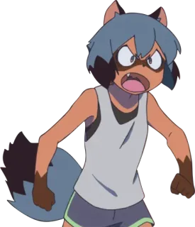 😠 Michiru Kagemori BNA: Brand New Animal Anime, Tanuki, Arrabbiato, Cartone animato, Illustrazione telegram sticker