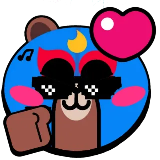 ❤ niedźwiedź, kreskówka, emoji, miłość, okulary, serce telegram sticker