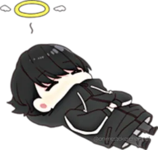 ☠ anime, chibi, sleeping, cute, angel whatsapp sticker