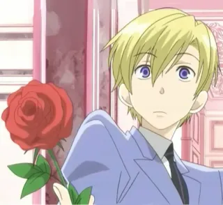 🌸 Tamaki Suoh Ouran High School Host Club Anime, Manga, Blondyn, Róża, Przystojny, Postać telegram sticker