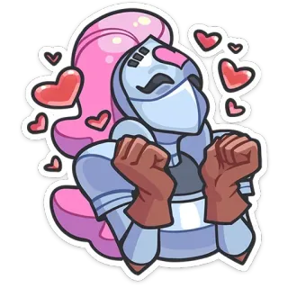 🥰 knight, armor, hearts, cartoon, character, helmet telegram sticker