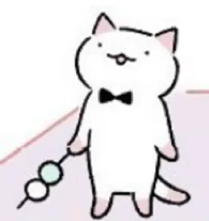 👀 Katze, Tier, süß, kawaii, Essen, Dango, Schleife, Cartoon telegram sticker