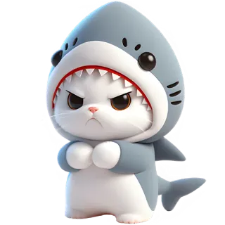😤 chat, requin, costume, animal, mignon, dessin animé telegram sticker