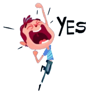 😈 YES Cartoon, Opwinding, Viering, Vreugde, Ja, Uitdrukking telegram sticker