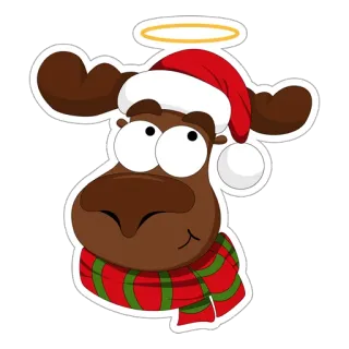 😇 moose, christmas, santa hat, angel, holiday, scarf telegram sticker