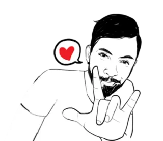 🤘 man, love, hand gesture, heart, illustration, portrait telegram sticker