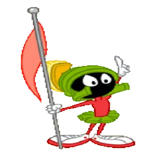 ☺️ Marvin the Martian Looney Tunes мультфильм, анимация, персонаж, марс, флаг, космос, warner bros telegram sticker