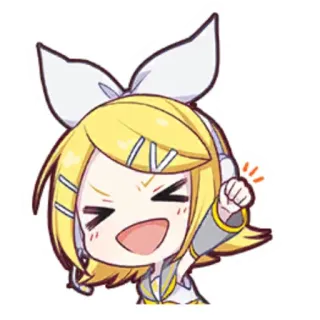 🎤 Rin Kagamine Anime, Vocaloid, Cartoon, Charakter, Rin Kagamine, gelbe Haare telegram sticker